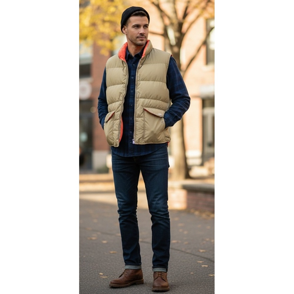 Vtg Holiday Ranger Down Puffer Vest Men's Size M Outdoor Wind Resistant Taiwan